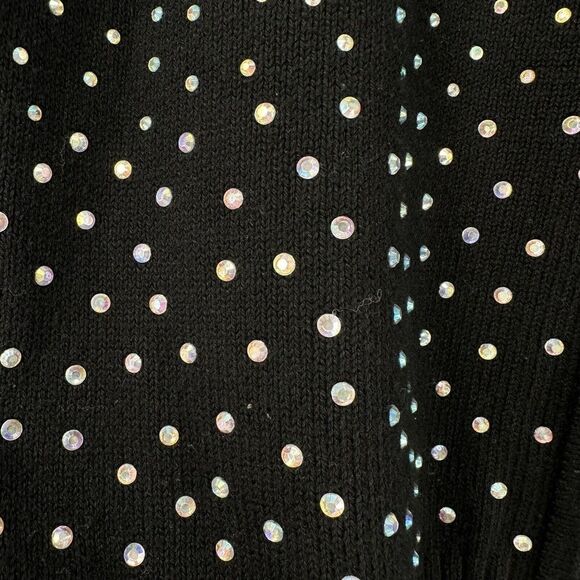 Boston Proper Cardigan Sweater Black Rhinestone Size M Silk Blend Double Zip Top - Picture 8 of 10